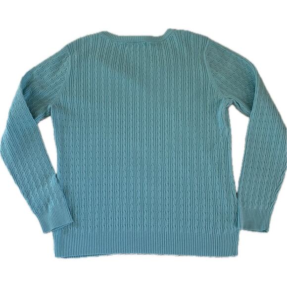 Studio Works Light Blue Cable Knit Women’s V-Neck Pullover Sweater Size Large - Picture 3 of 11